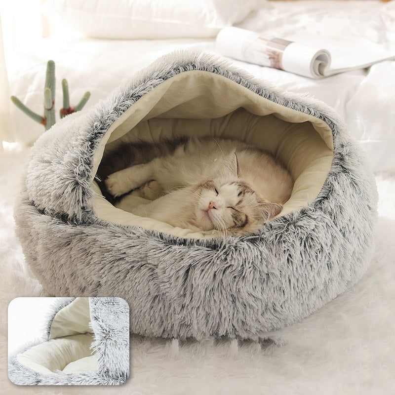 Nuopets Cat Bed Plush Warm Round Pet Bed