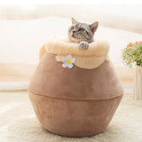 Cat Bed Plush Soft Portable Foldable Cute Cat House Cave