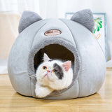 Cat Bed Plush Soft Portable Foldable Cute Cat House Cave