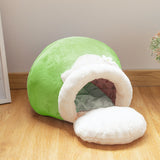 Cat Bed Plush Soft Portable Foldable Cute Cat House Cave