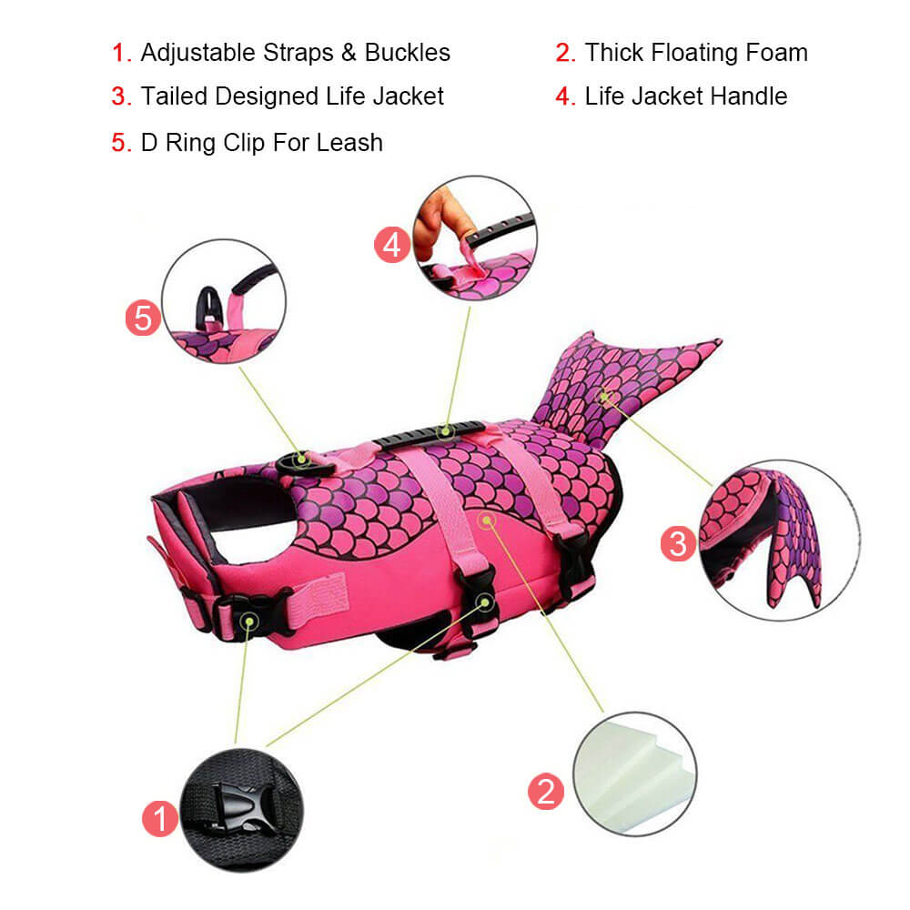 Nuopets Dog Life Jacket Floating Vest With Adjustable Strap