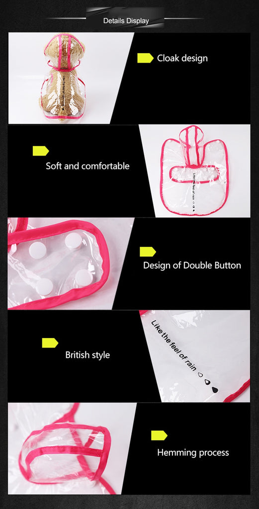 Pet Jacket for Rain Dog Transparent Raincoat Adjuastable Waterproof Coat for Small Medium Dogs Hooded Windproof Design