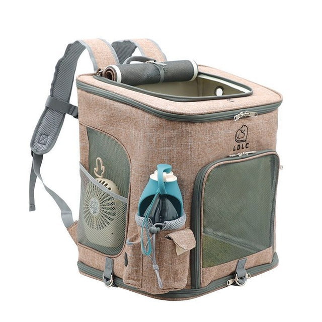 Large capacity foldable pet backpack breathable pet carrier bag