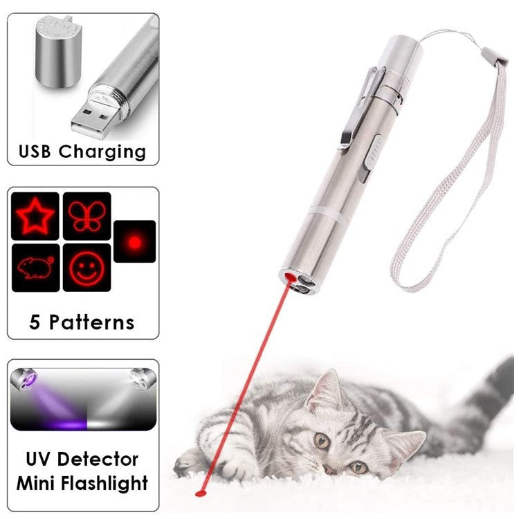 Nuopets Cat Toy USB Rechargeable Laser Pattern Cat Teaser Stick
