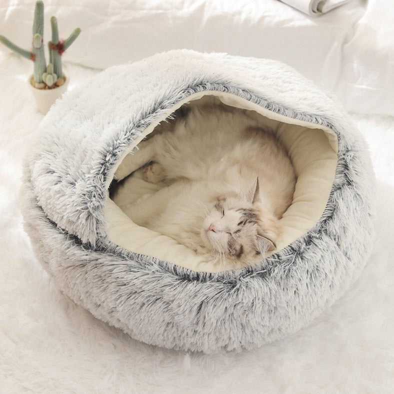Nuopets Cat Bed Plush Warm Round Pet Bed