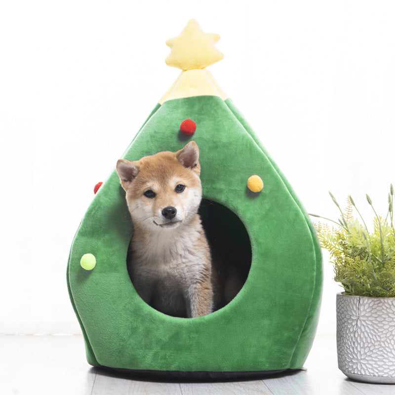Nuopets Tree Pet House Puppy Cave Washable Cat Bed