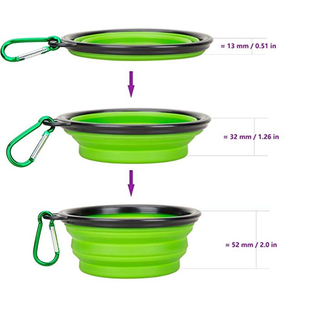 Collapsible Dog Bowl For Food & Water. A Fordable Travel Pet Bowl with Carabiners - NuoPets