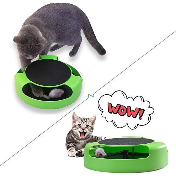 An Interactive Cat Toy with A Running Mouse and Scratching Pad - NuoPets