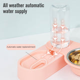 Automatic Pet Feeder Water Dispenser 2 In 1 Rotatable Drinking Food Bowl