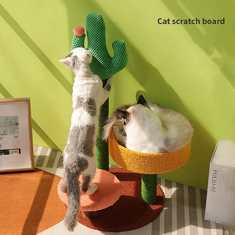 Cactus cat scratching post with sisal rope cat nest tree house