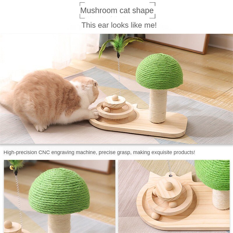 Cat Toy Supplies New Sisal Ball Solid Wood Turntable Durable