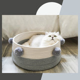Home Cotton with velvet Universal Round Cat Bed Basket Nest Cotton Rope