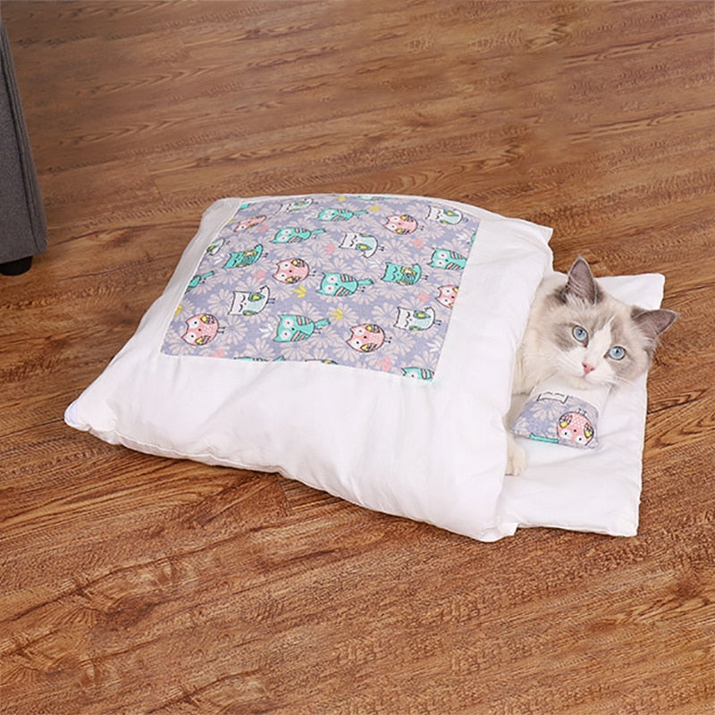 Cat Bed Removable Warm Cat Sleeping Bag Deep Sleep