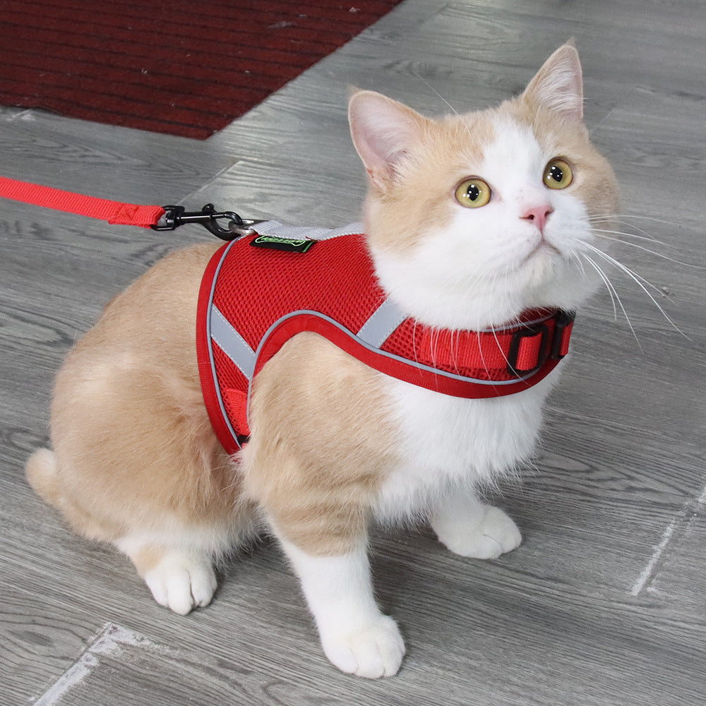 Pet Dog Cat harness Mesh Air-breathable Chest Strap With Leash