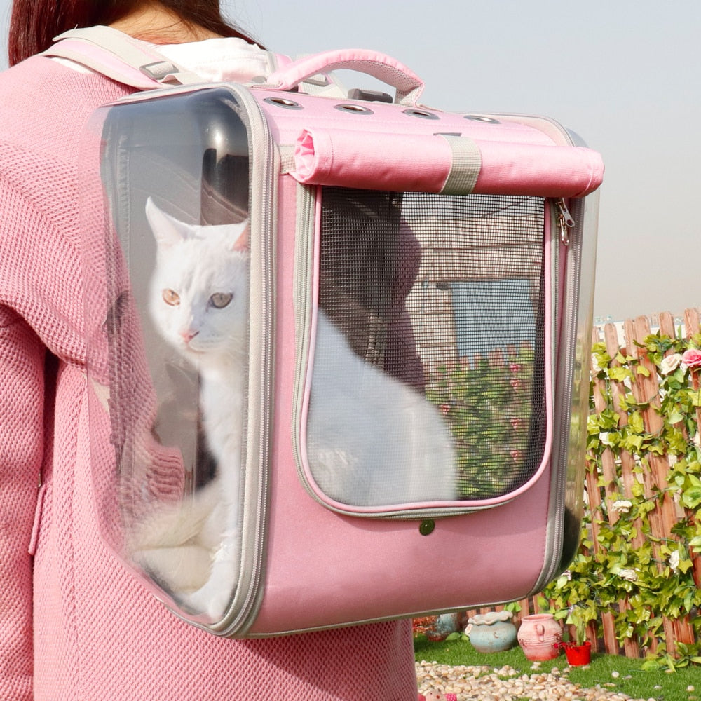 Pet cat carrier backpack breathable cat travel outdoor shoulder bag