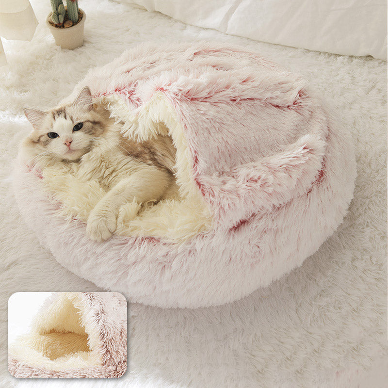 Nuopets Cat Bed Plush Warm Round Pet Bed