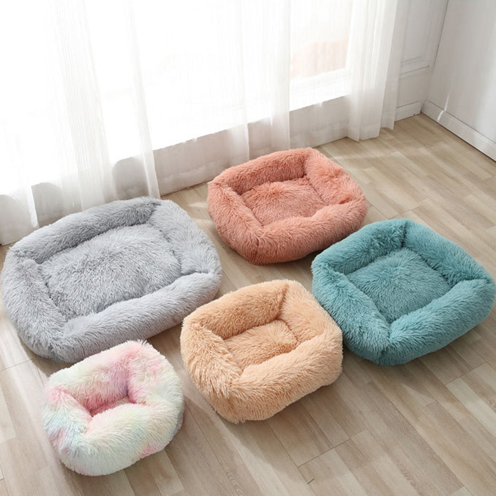 Nuopets Fuzzy nest dog bed Square Long Plush Pet Bed