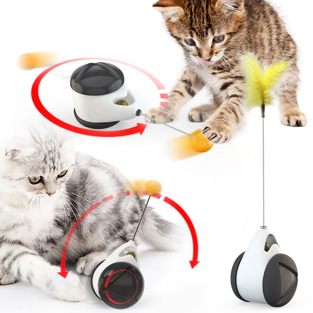 Tumbler Swing Toys for Cats Kitten Interactive Balance Car Cat Chasing Toy With Catnip
